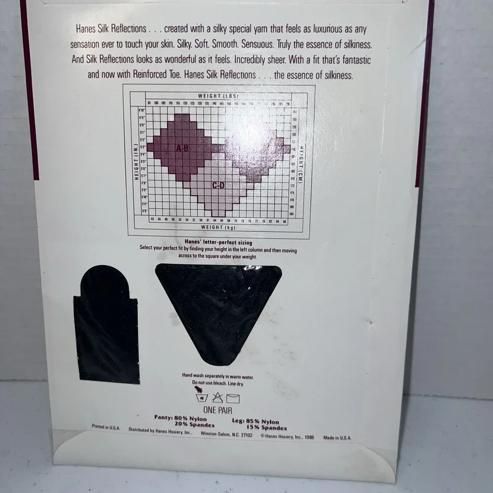Hanes Pantyhose AB Classic Navy Hosiery Silk Reflections Control Top NOS